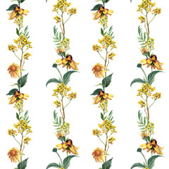 Watercolor seamless pattern with summer flowers. - 484746164