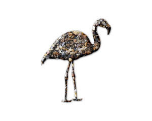 Fototapeta na wymiar Flamingo bird Stones Icon Logo Symbol illustration