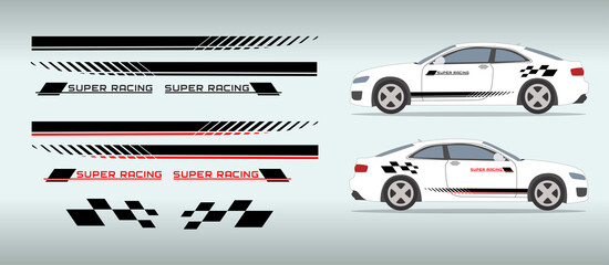 Car side sticker design. Auto vinyl decal template. Suitable for printing or cutting.