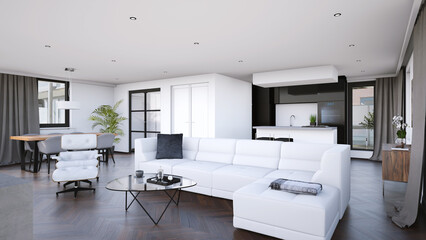 Beautiful living room interior with hardwood floors