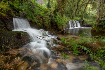 Small waterfalls formed by the river Tripes in the natural park of Mount Aloia Park, in the area of...