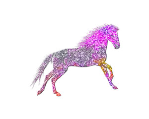 Fototapeta na wymiar Horse Animal Pink Colorful Glitters Icon Logo Symbol illustration
