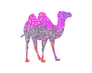 Camel dromedary Pink Colorful Glitters Icon Logo Symbol illustration