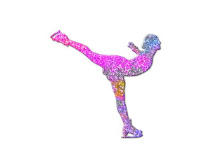 Ice Skating female Pink Colorful Glitters Icon Logo Symbol illustration