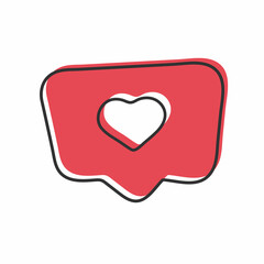 Emoticon heart on speech tought speech bubble icon design. Like sign icon. Vector