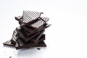 Stack of dark chocolate chunks