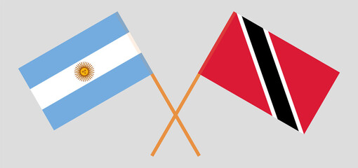 Crossed flags of Argentina and Trinidad and Tobago. Official colors. Correct proportion