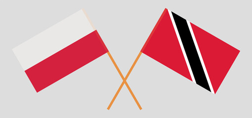 Crossed flags of Poland and Trinidad and Tobago. Official colors. Correct proportion