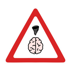 Brainstorm warning traffic sign with tornado icon, vector illustration