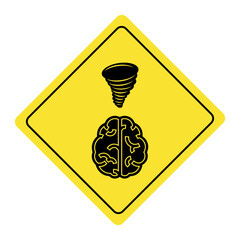 Brainstorming traffic sign diamond shape with tornado icon, vector illustration