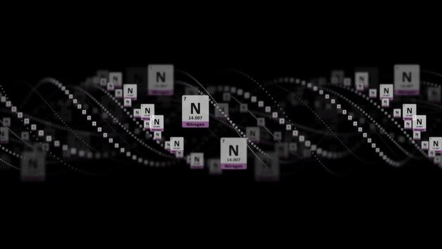 NITROGEN Molecule Symbol, Chemistry Periodic Table, Animation, Background, Rendering, Loop
