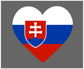 Slovakia Flag National Europe Emblem Heart Icon Vector Illustration Abstract Design Element