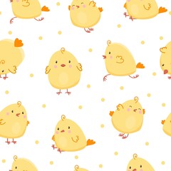 Cute baby pattern. Cheerful chickens. Print for children's clothing