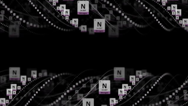 NITROGEN Molecule Symbol, Chemistry Periodic Table, Animation, Background, Rendering, Loop
