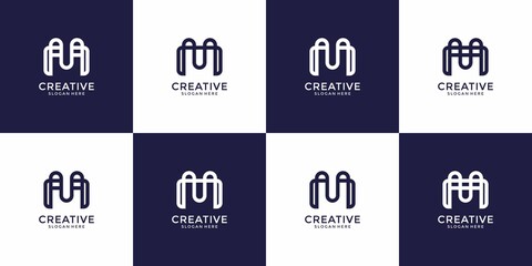 Set of creative monogram letter m logo design inspiration