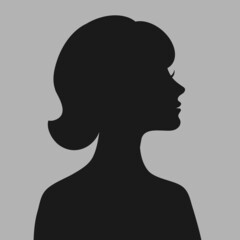 Profile of a young woman. Default avatar profile icon.Black placeholder photo. Vector illustration