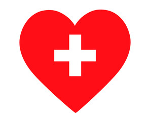Switzerland Flag National Europe Emblem Heart Icon Vector Illustration Abstract Design Element