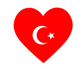 turkey Flag National Europe Emblem Heart Icon Vector Illustration Abstract Design Element