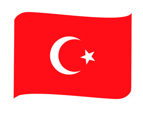 Turkey Flag National Europe Emblem Ribbon Icon Vector Illustration Abstract Design Element