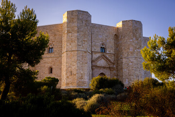 Fototapeta na wymiar Castel del Monte in Apulia Italy is a popular landmark and tourist attraction - travel photography