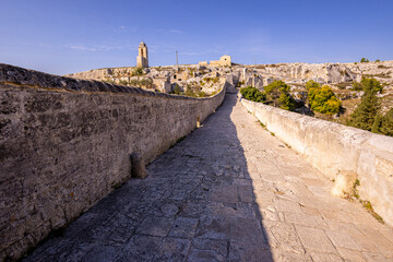 The historic village of Gravina in Puglia with its famous aqueduct bridge - travel photography