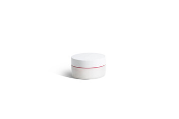 Container with cream on the background. Concept of using body creams, personal care. Care for the skin, empty containers to refill the contents.