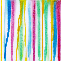 Multicolored watercolor background. Rainbow stripes.