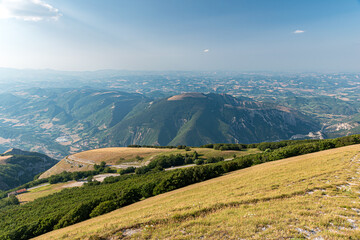 Panoramic view towards north from the summit of Monte Nerone in the Pesaro Urbino province (Marche,...
