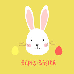 Easter rabbit,easter Bunny with eggs.Vector illustration. Cartoon character.