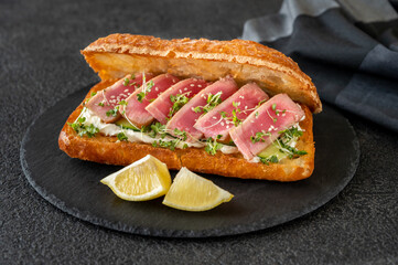 Sandwich with cream cheese and tuna