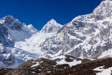 Fototapeta na wymiar Mountain peaks at Thorong La Manaslu pass, Himalayas