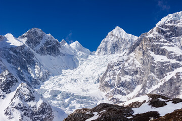 Fototapeta na wymiar Mountain peaks at Thorong La Manaslu pass, Himalayas