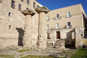 Fototapeta na wymiar Doric columns of Temple of Poseidon in Taranto (Magna Graecia), Apulia (Puglia), Italy