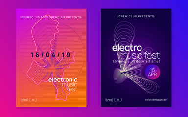 Gradient party flyer. Electro dance music. Electronic trance sou