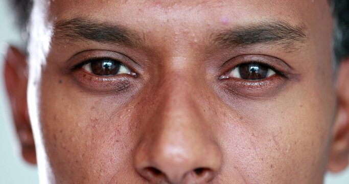 African american descent man relaxing eyes looking to camera portrait