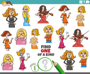 one of a kind task with cartoon girls and women