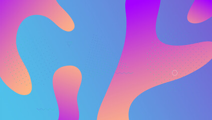 Modern Cover. Color Dynamic Shape. Technology Flyer. Blue Bright Background. Flow Landing Page. Abstract Shapes. Neon Creative Invitation. Memphis Design. Lilac Modern Cover