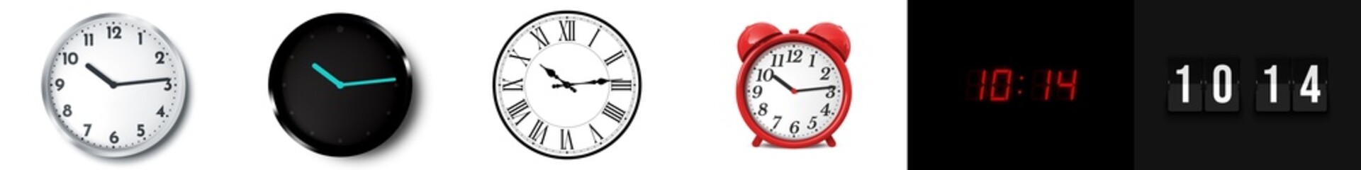 10:14 (AM and PM) or 22:14 time clock icons