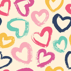 Fun seamless vintage love heart background in pretty colors. Great for baby textile, Valentine's Day, Mother's Day, Easter, wedding, scrapbook, gift wrapping paper, textiles.