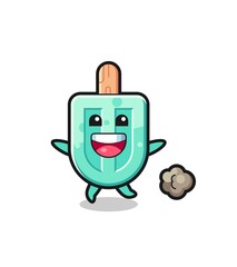 the happy popsicles cartoon with running pose