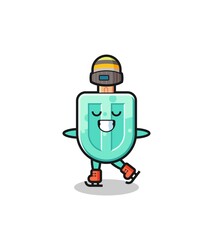 popsicles cartoon as an ice skating player doing perform