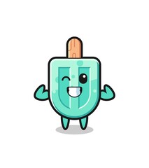 the muscular popsicles character is posing showing his muscles