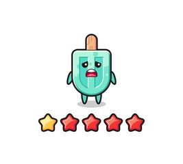 the illustration of customer bad rating, popsicles cute character with 1 star