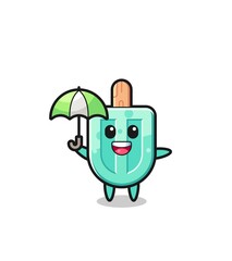 Obraz premium cute popsicles illustration holding an umbrella