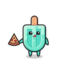 cute popsicles cartoon eating pizza
