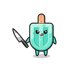 Obraz premium cute popsicles mascot as a psychopath holding a knife