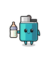 baby lighter cartoon character with milk bottle