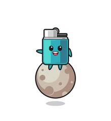 illustration of lighter cartoon sitting on the moon