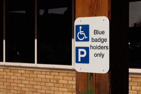 Blue Badge Sign. Disabled Parking Space Sign. 