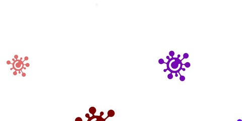 Light Blue, Red vector background with covid-19 symbols.